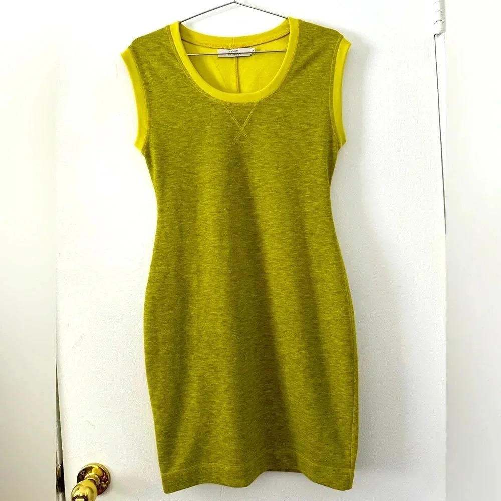 Robert Rodriguez Green/Yellow Cotton Bodycon Midi Dress